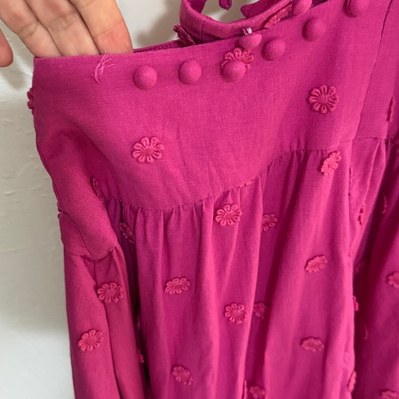 Farm Rio Fuchsia Linen Blend Midi Dress | M - Picture 8 of 16